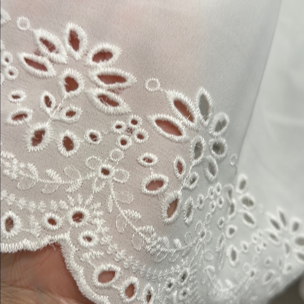 Vince Camuto White Blouse with Eyelet Sleeves - Picture 6 of 10